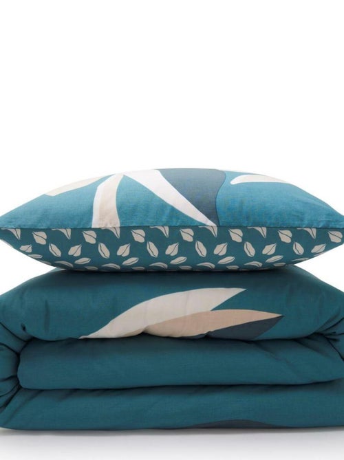 Juego de cama 2 plazas 100% algodón reversible estampado tropical hojas – Future Home - Kiabi Juego de cama 2 plazas 100% algodón reversible estampado tropical hojas – Future Home - Kiabi