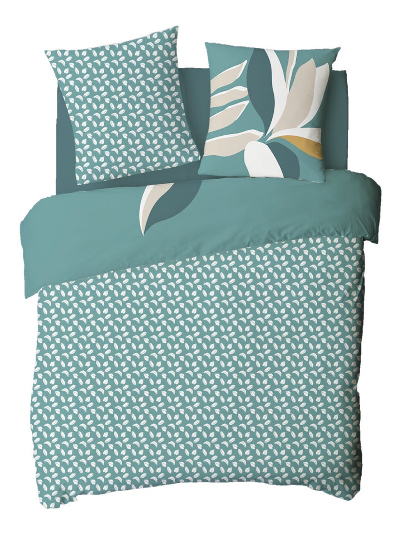 Juego de cama 2 plazas 100% algodón reversible estampado tropical hojas – Future Home Verde - Kiabi