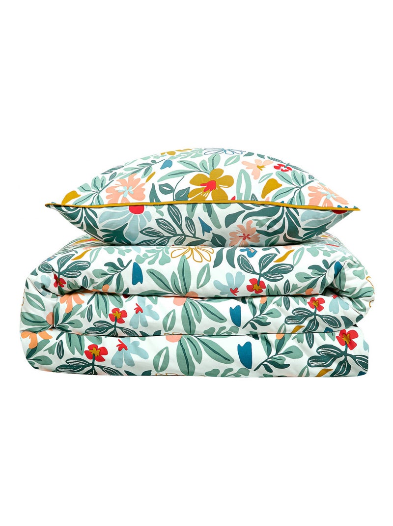 Juego de cama 2 plazas 'Future Home' satén de algodón floral Beige - Kiabi