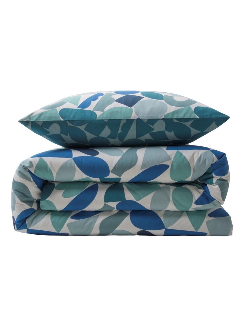 Juego de cama 2 plazas geométrico reversible NANO en algodón – Future Home Azul - Kiabi