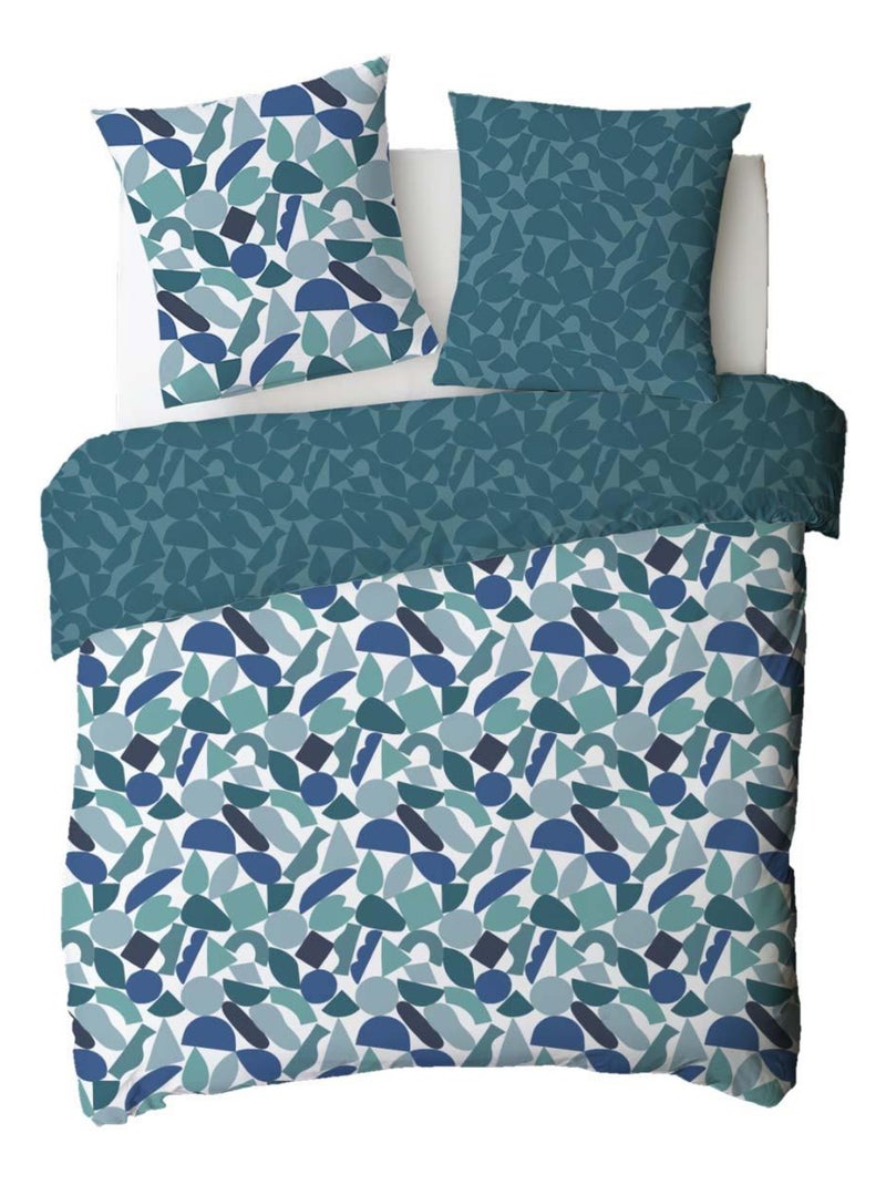 Juego de cama 2 plazas geométrico reversible NANO en algodón – Future Home Azul - Kiabi