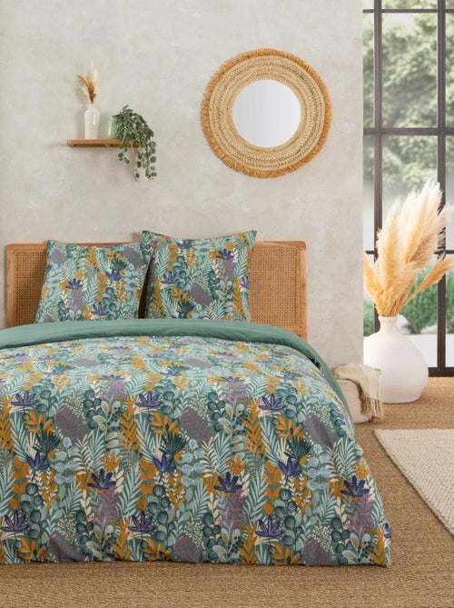 Juego de cama 2 plazas reversible 100% algodón estampado vegetal tropical – Future Home - Kiabi Juego de cama 2 plazas reversible 100% algodón estampado vegetal tropical – Future Home - Kiabi