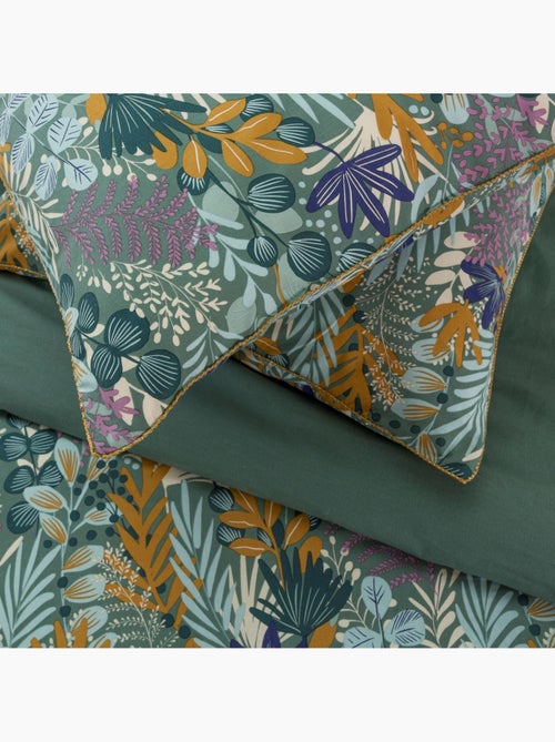 Juego de cama 2 plazas reversible 100% algodón estampado vegetal tropical – Future Home - Kiabi Juego de cama 2 plazas reversible 100% algodón estampado vegetal tropical – Future Home - Kiabi