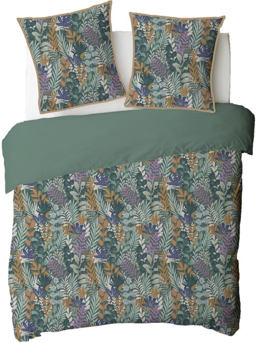 Juego de cama 2 plazas reversible 100% algodón estampado vegetal tropical – Future Home - Kiabi Juego de cama 2 plazas reversible 100% algodón estampado vegetal tropical – Future Home - Kiabi