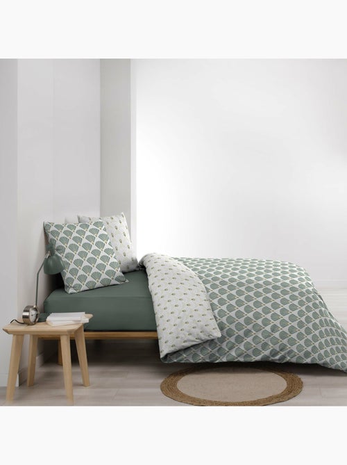 Juego de cama 240x220 cm + 2 fundas – microfibra estampada diane – motivo verde agua y oro - Kiabi Juego de cama 240x220 cm + 2 fundas – microfibra estampada diane – motivo verde agua y oro - Kiabi