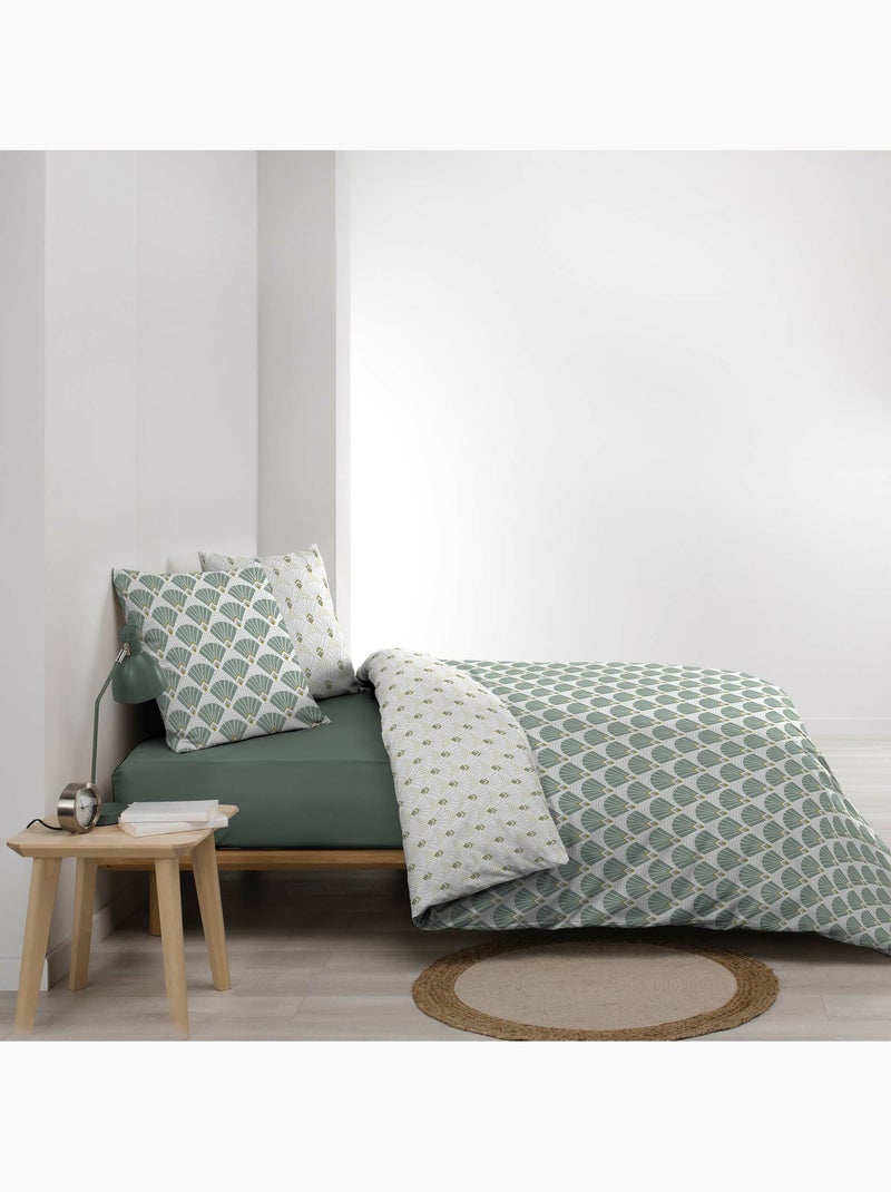 Juego de cama 240x220 cm + 2 fundas – microfibra estampada diane – motivo verde agua y oro Blanco - Kiabi