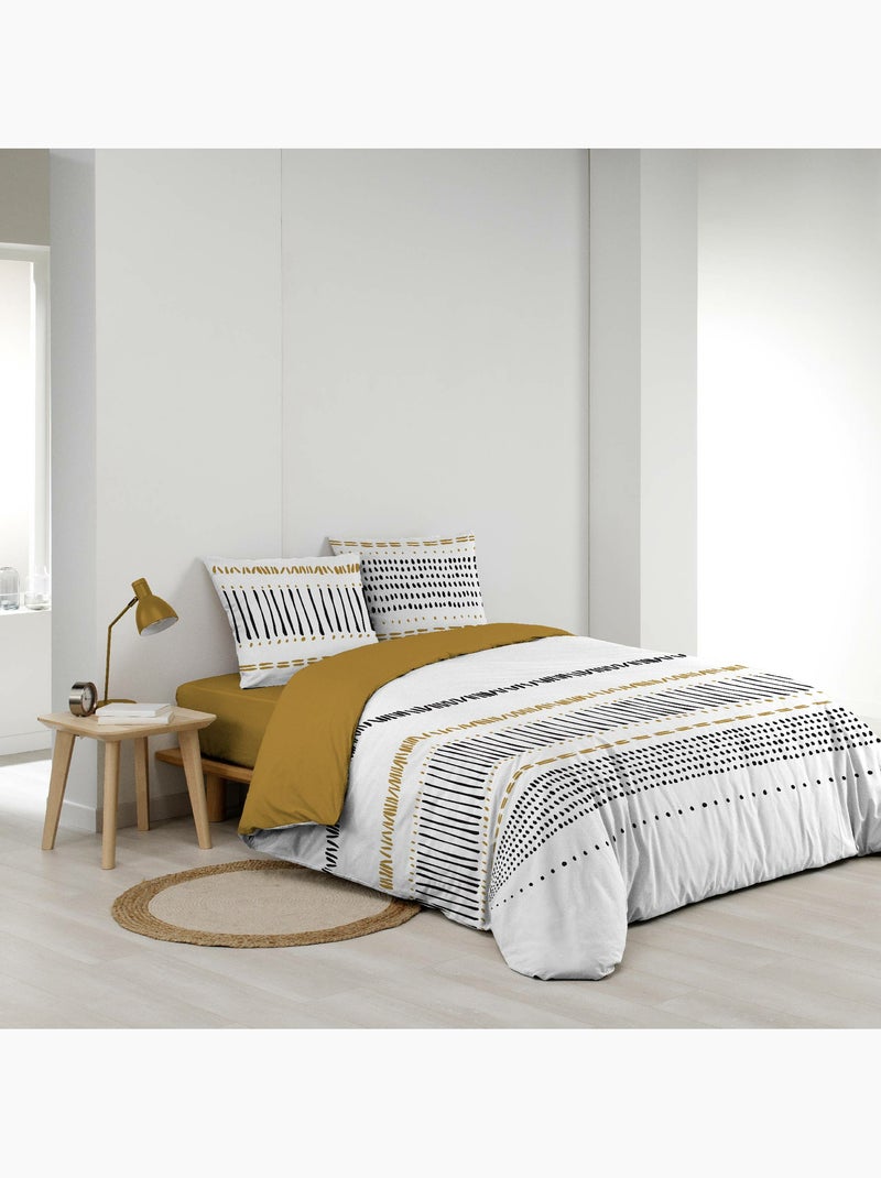 Juego de cama 3 piezas – 240 x 220 cm – 100% algodón – 42 hilos chicago Amarillo - Kiabi