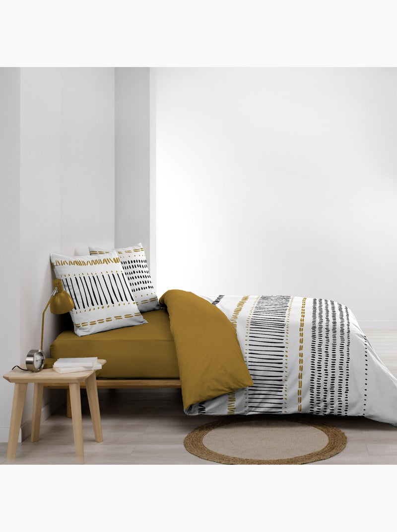 Juego de cama 3 piezas – 240 x 220 cm – 100% algodón – 42 hilos chicago Amarillo - Kiabi