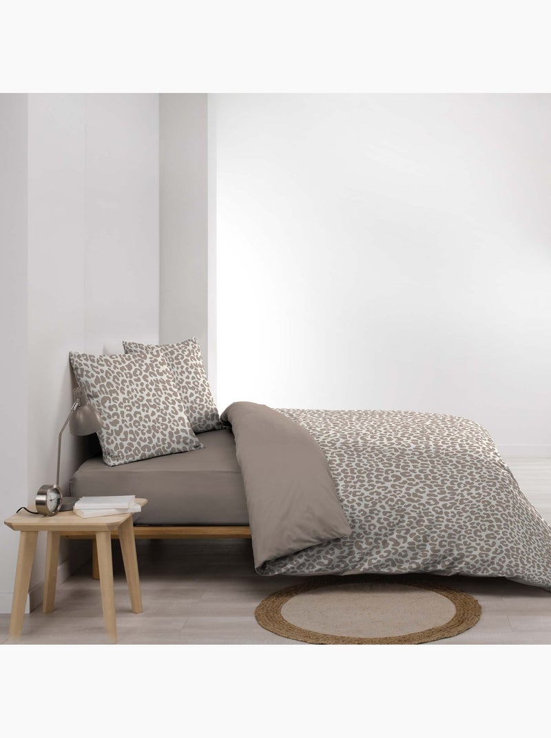 Juego de cama 3 piezas 240 x 220 cm estampado 100% algodón 42 hilos wild Beige gris - Kiabi