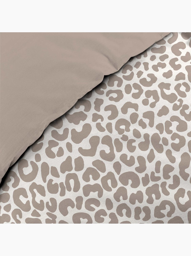 Juego de cama 3 piezas 240 x 220 cm estampado 100% algodón 42 hilos wild Beige gris - Kiabi