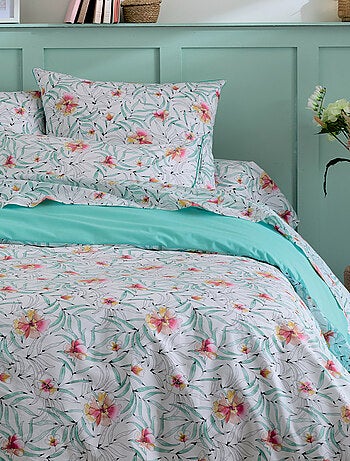 Juego de cama 3 piezas de algodón floral exótico funda + fundas