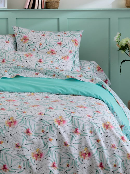 Juego de cama 3 piezas de algodón floral exótico funda + fundas - Kiabi Juego de cama 3 piezas de algodón floral exótico funda + fundas - Kiabi