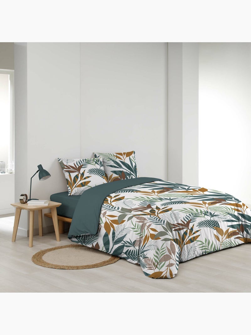 Juego de cama 3 piezas estampado algodón 57 hilos assana Azul - Kiabi