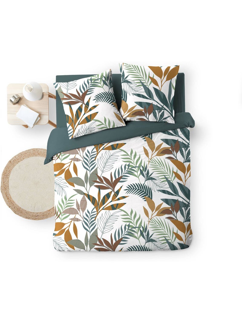 Juego de cama 3 piezas estampado algodón 57 hilos assana Azul - Kiabi