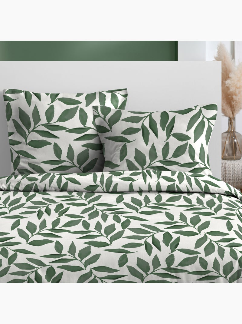 Juego de cama 3 piezas microfibra follaje, funda + fundas de almohada Verde - Kiabi