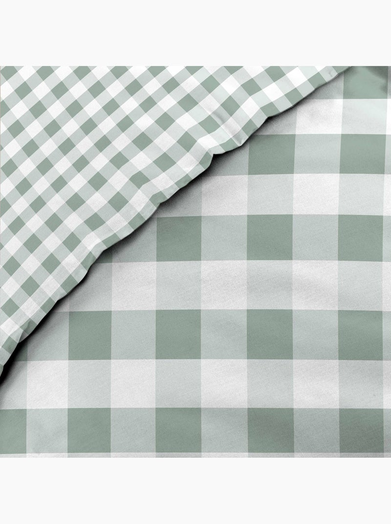 Juego de cama 3 piezas victorine – vichy algodón 57 hilos reversible Verde salvia - Kiabi