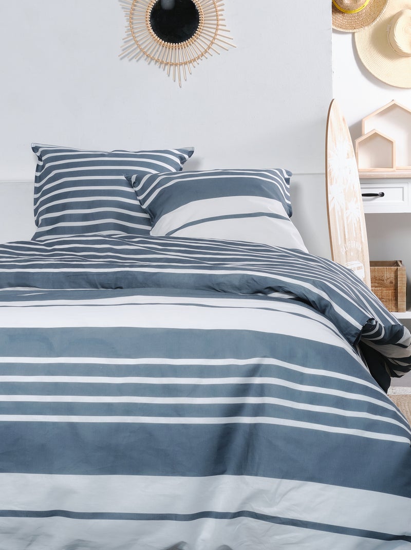 Juego de cama a 'rayas'  - Doble AZUL - Kiabi