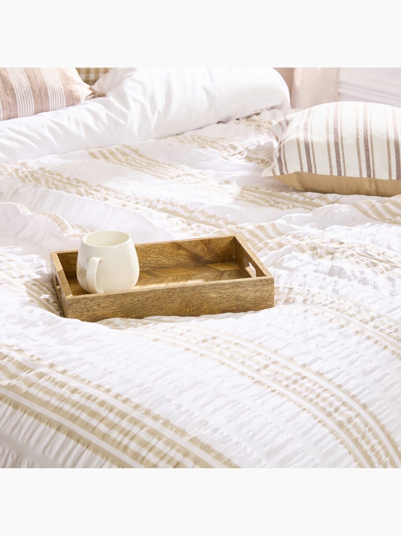 Juego de cama a rayas 240x220cm blanco y beige Blanco - Kiabi
