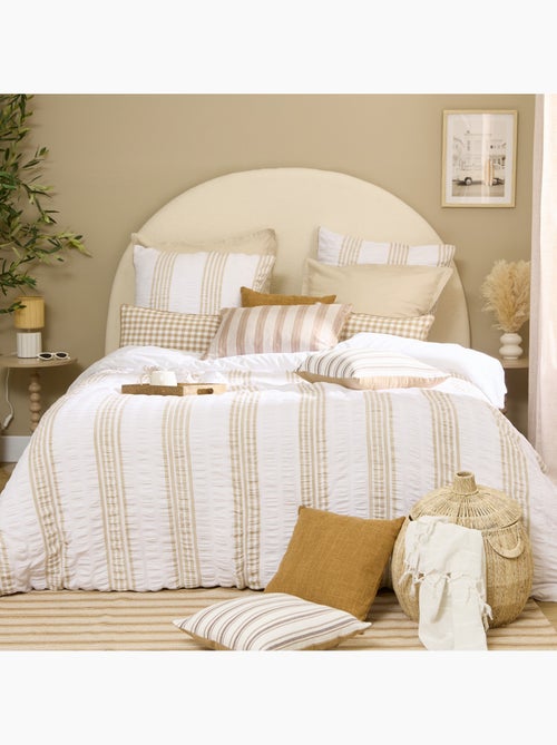 Juego de cama a rayas 240x220cm blanco y beige - Kiabi