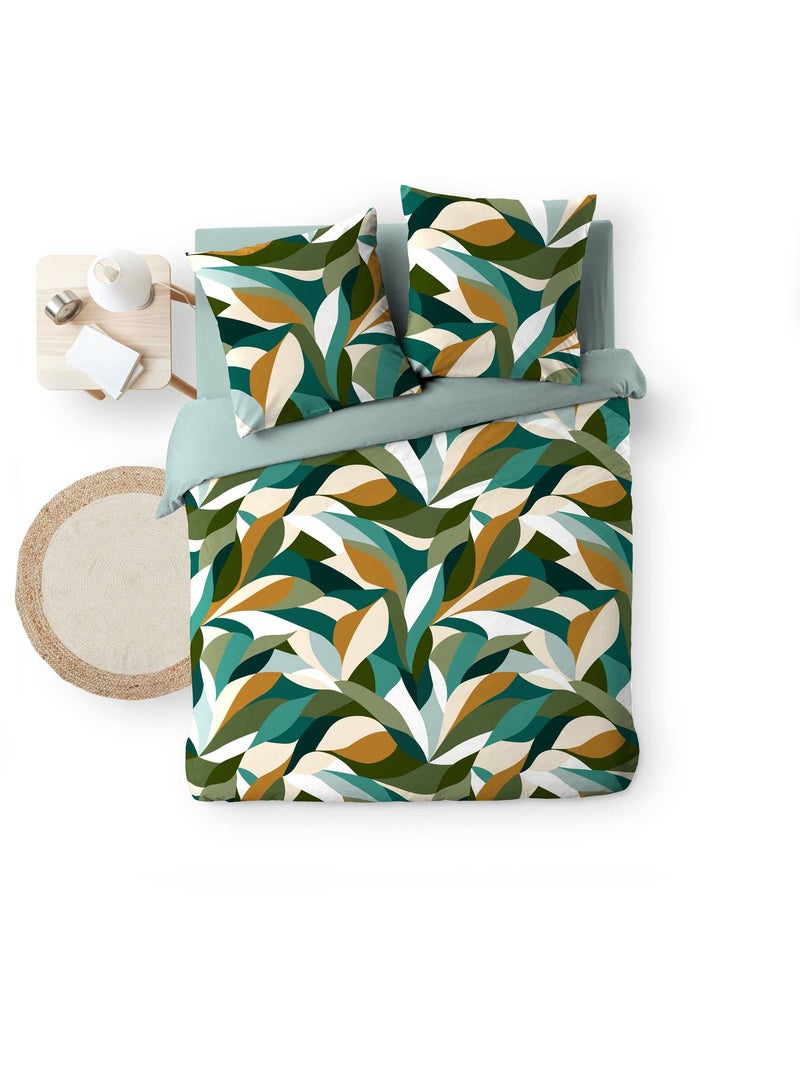 Juego de cama algodón 42 hilos estampado swany + 2 fundas de almohada Verde - Kiabi