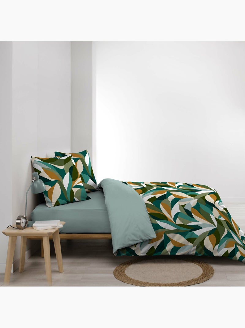 Juego de cama algodón 42 hilos estampado swany + 2 fundas de almohada Verde - Kiabi