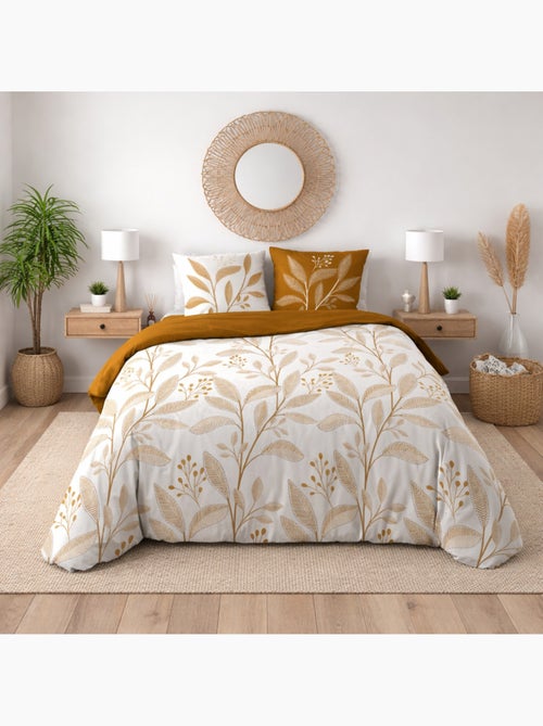 Juego de cama – algodón 42 hilos – motivo follaje – 2 fundas de almohada a juego - Kiabi Juego de cama – algodón 42 hilos – motivo follaje – 2 fundas de almohada a juego - Kiabi