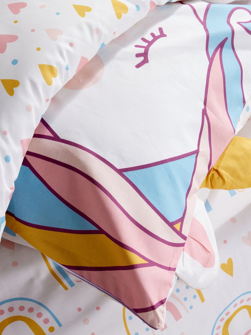 Juego de cama animado Unicornio - 1 persona Rosa - Kiabi