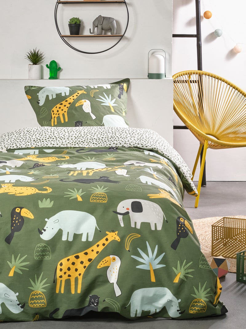 Juego de cama 'animales' - individual estampado caqui - Kiabi