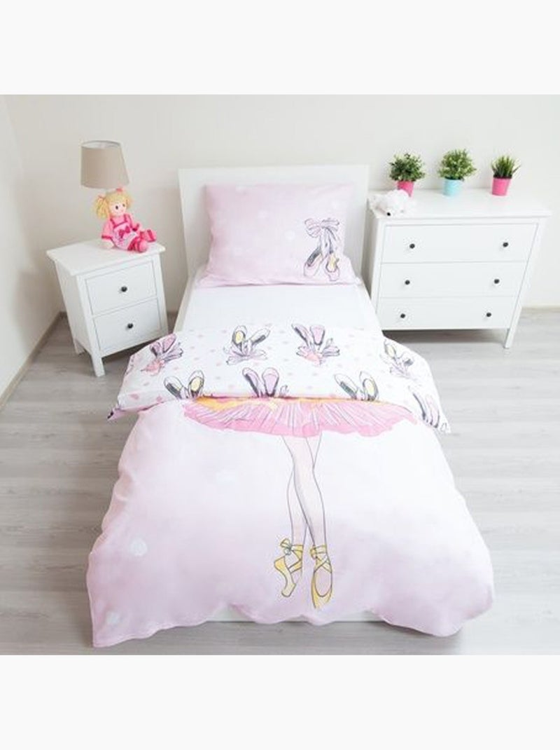Juego de cama bailarina 140x200 cm - funda nórdica infantil Blanco Rosa claro Gris - Kiabi