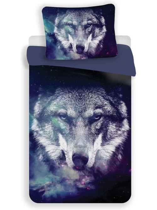 Juego de cama cofi con temática de lobo – funda + almohada 140 x 200 + 70 x 90 - Kiabi Juego de cama cofi con temática de lobo – funda + almohada 140 x 200 + 70 x 90 - Kiabi