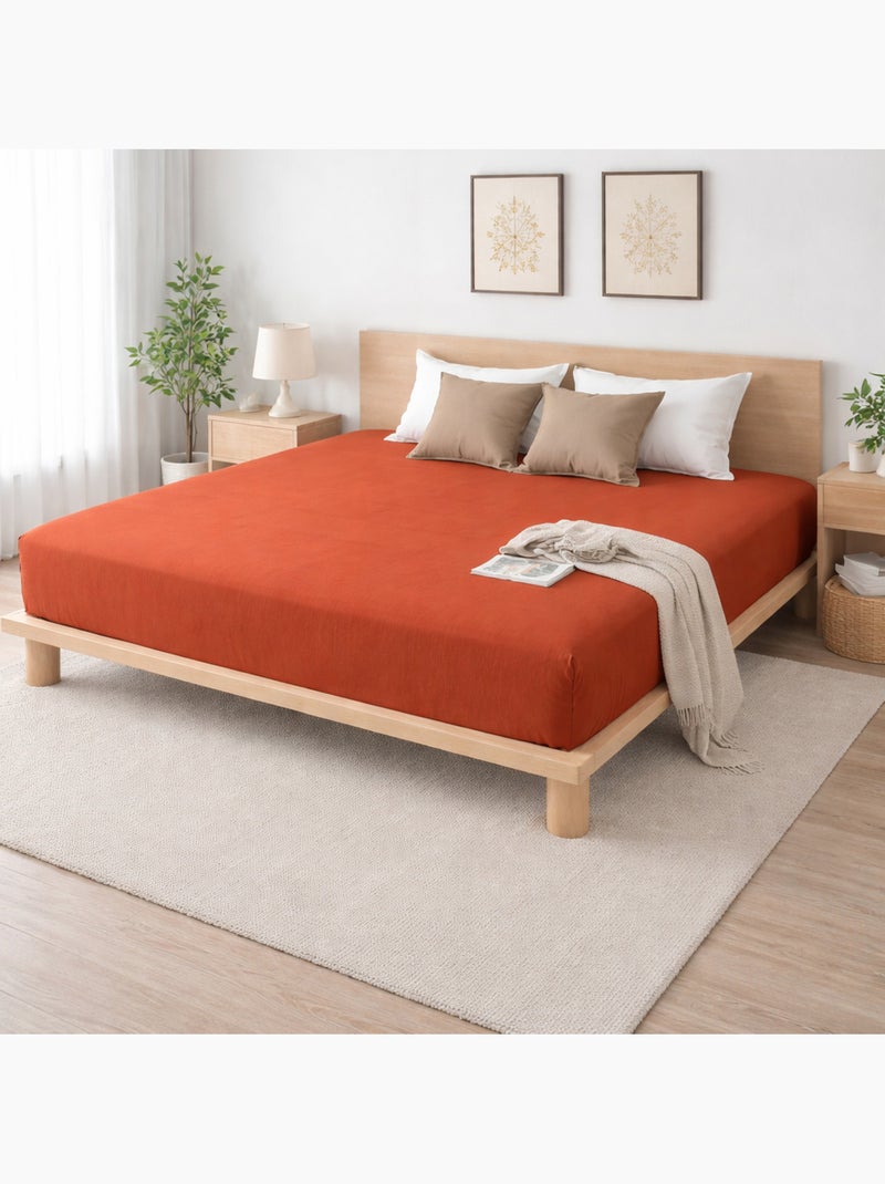 Juego de cama completo – 2 fundas de almohada 63x63 cm + sábana bajera Terracota - Kiabi