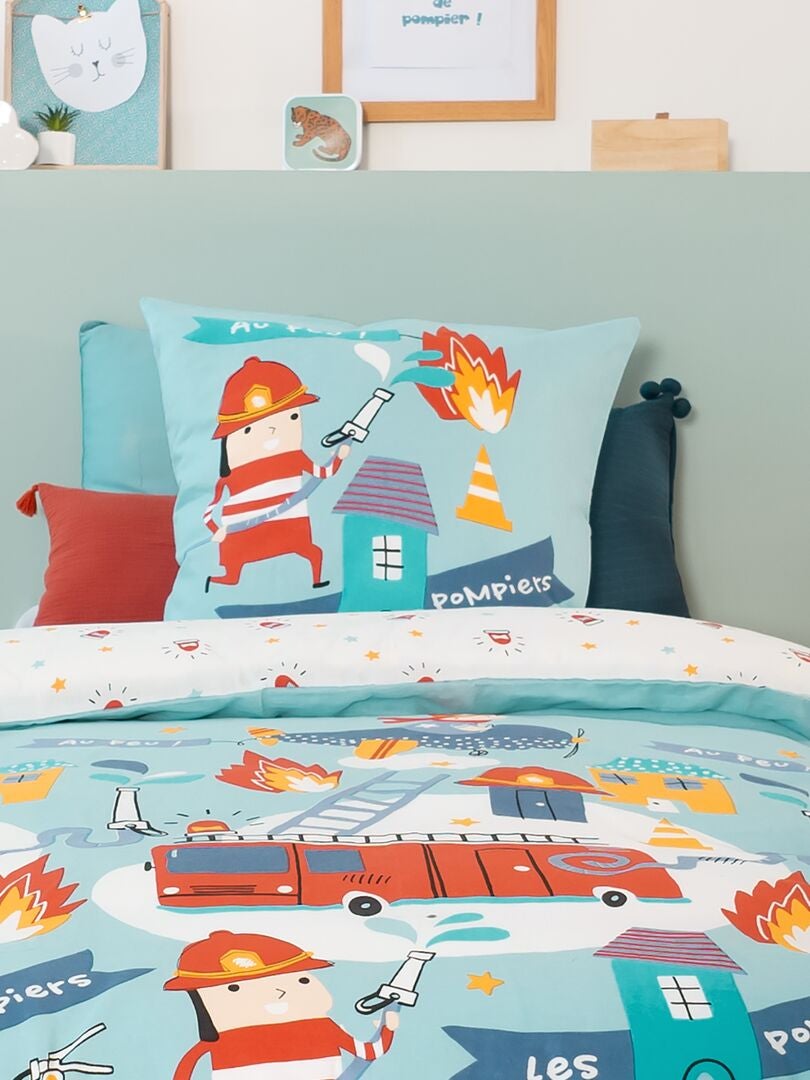 Juego de cama con estampado de 'bombero' - Individual AZUL - Kiabi
