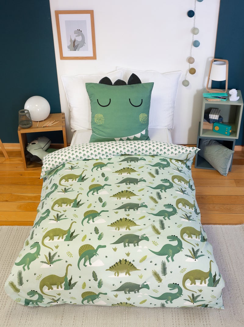 Juego de cama con estampado de dinosaurio - Individual VERDE - Kiabi