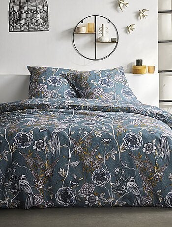 Juego de cama con estampado de flores - Doble