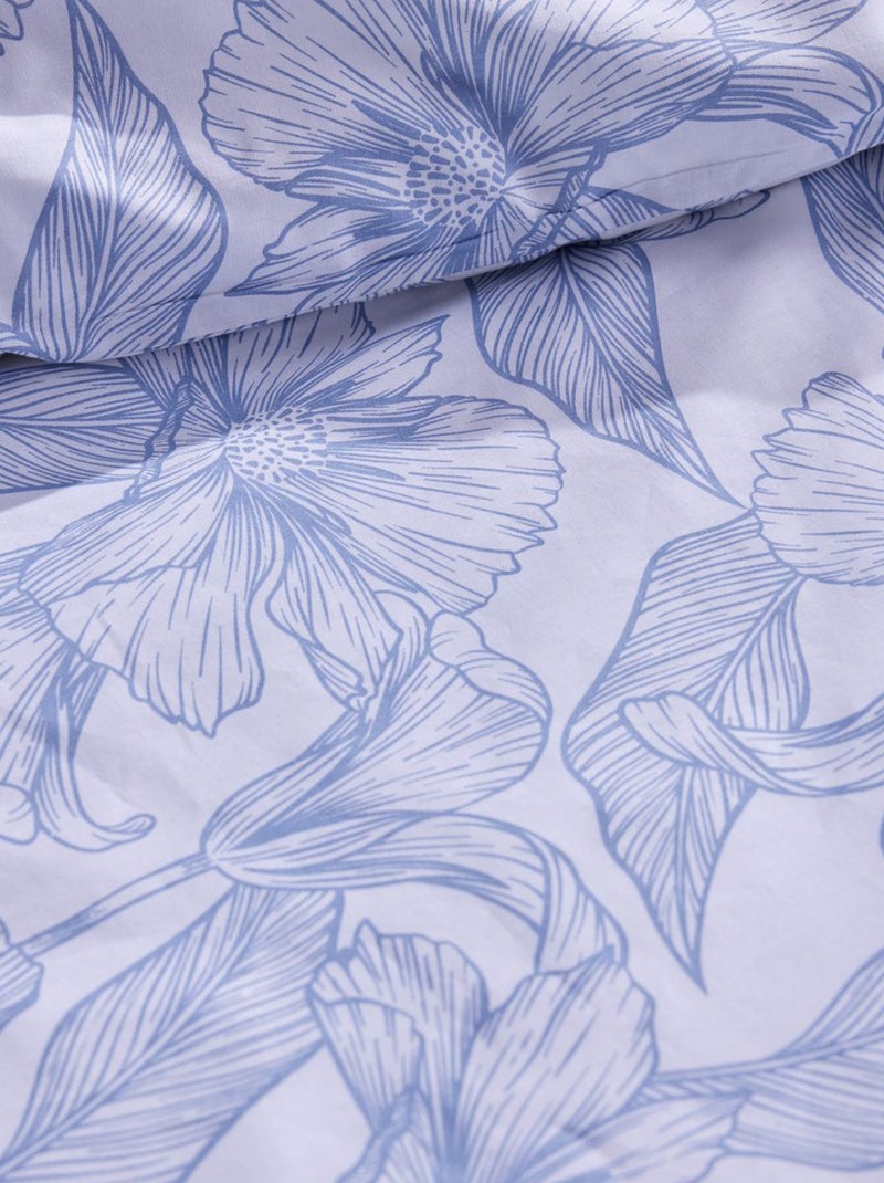 Juego de cama con estampado de flores - Doble Azul - Kiabi