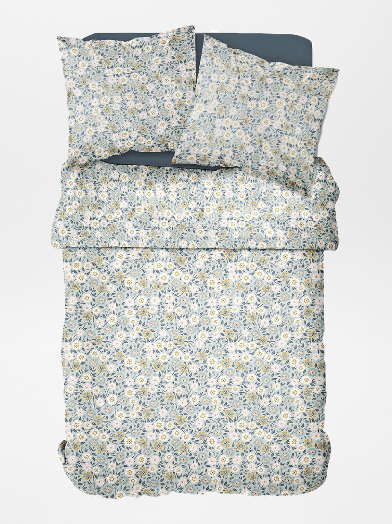 Juego de cama con estampado de flores - Doble BLANCO - Kiabi
