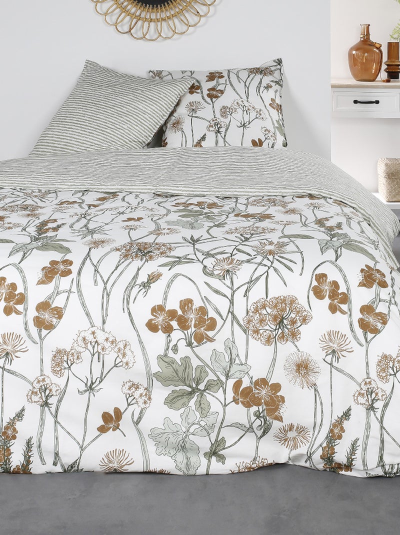 Juego de cama con estampado de flores - Doble BLANCO - Kiabi