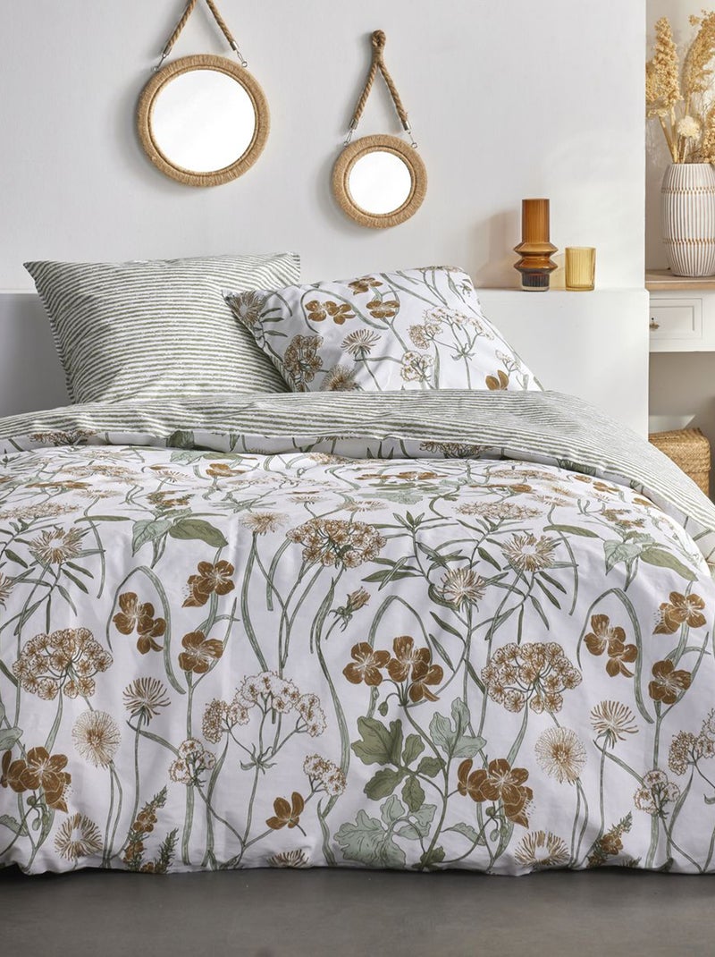 Juego de cama con estampado de flores - Doble BLANCO - Kiabi