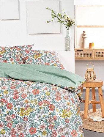 Juego de cama con estampado de flores - Doble