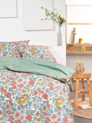 Juego de cama con estampado de flores - Doble