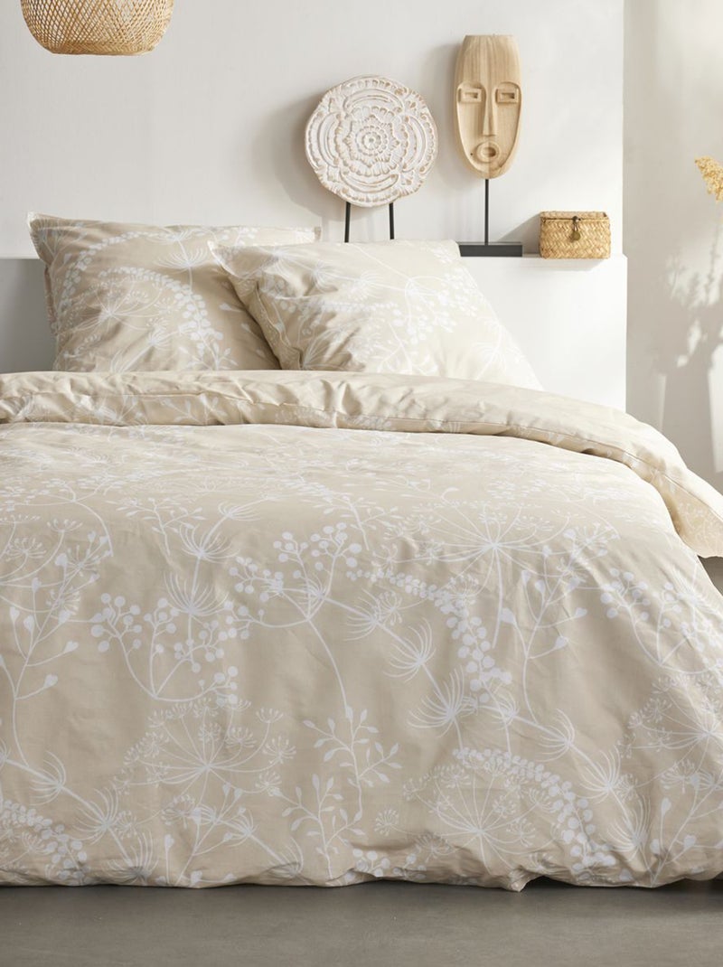 Juego de cama con estampado de flores - Doble MARRON - Kiabi