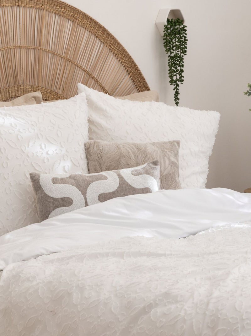 Juego de cama con estampado de flores en jacquard Blanco - Kiabi