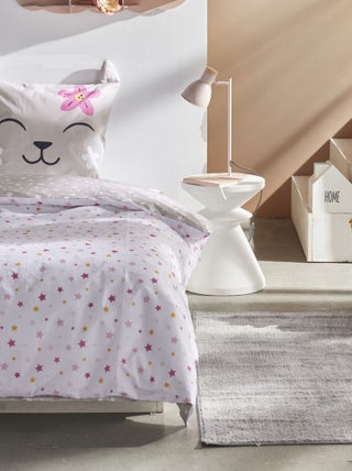 Juego de cama con estampado de gato - Individual