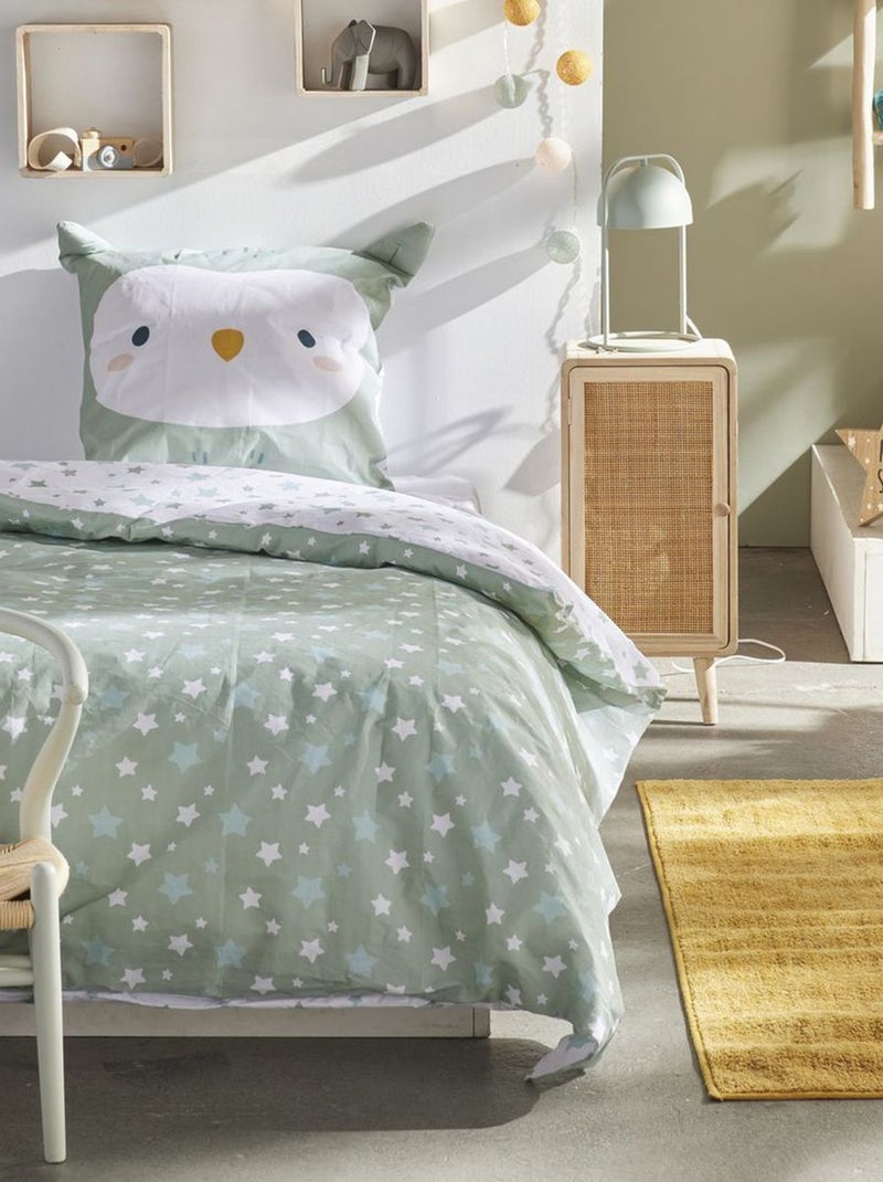 Juego de cama con estampado de lechuza - Individual Verde - Kiabi