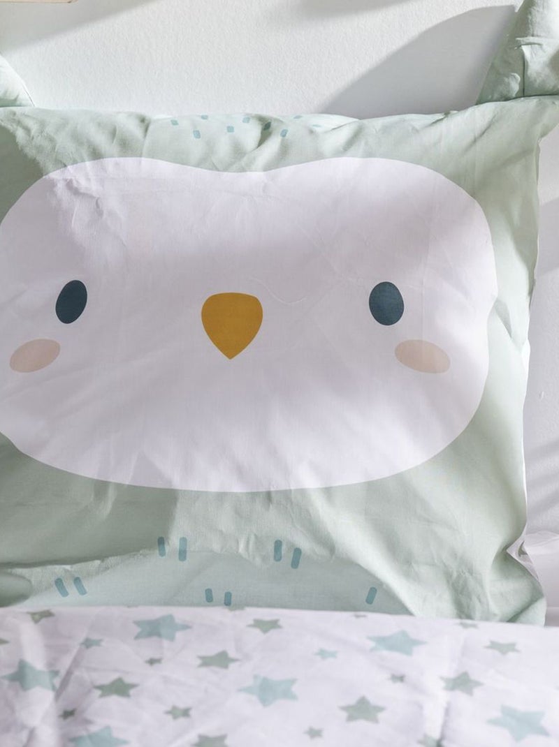 Juego de cama con estampado de lechuza - Individual Verde - Kiabi