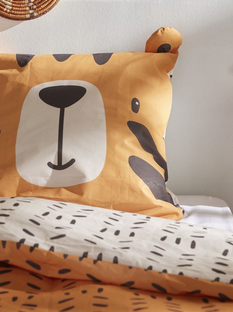 Juego de cama con estampado de tigre - Individual Amarillo - Kiabi