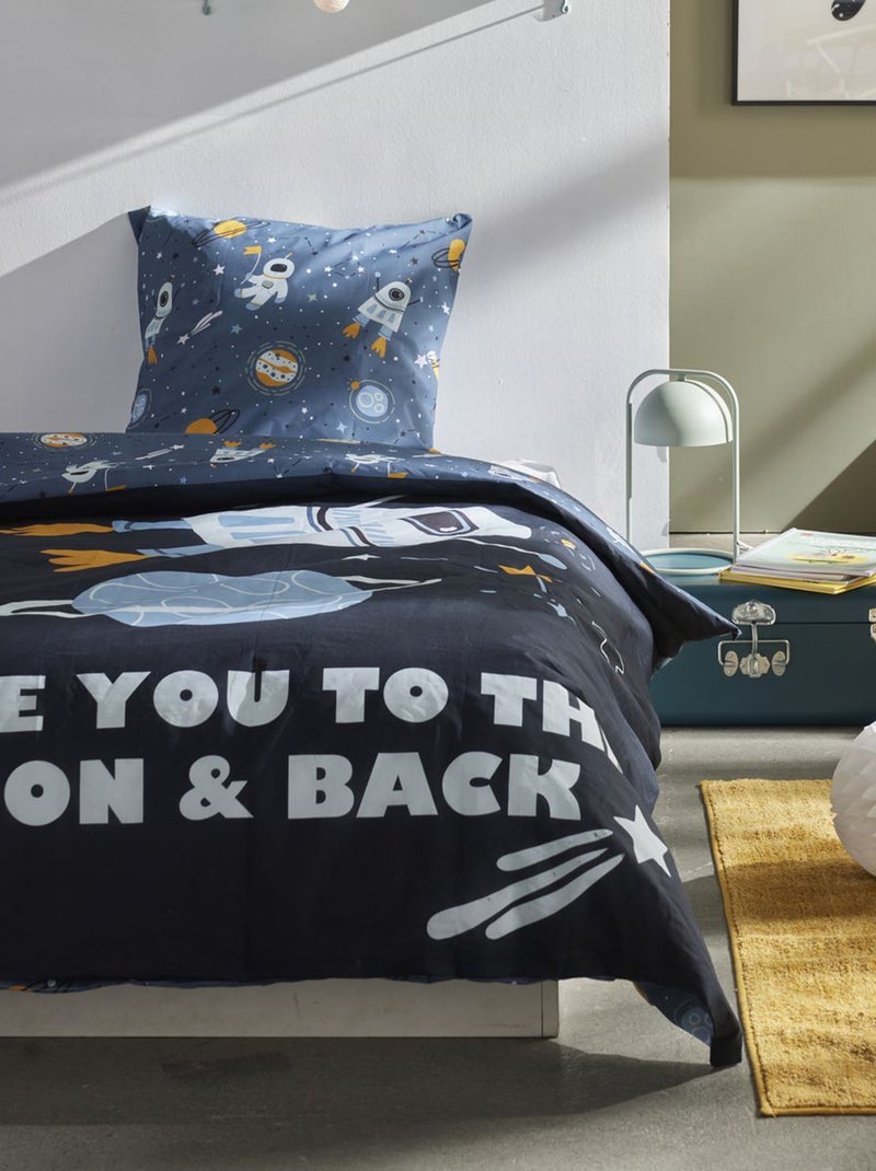 Juego de cama con estampado espacial - Individual Azul - Kiabi