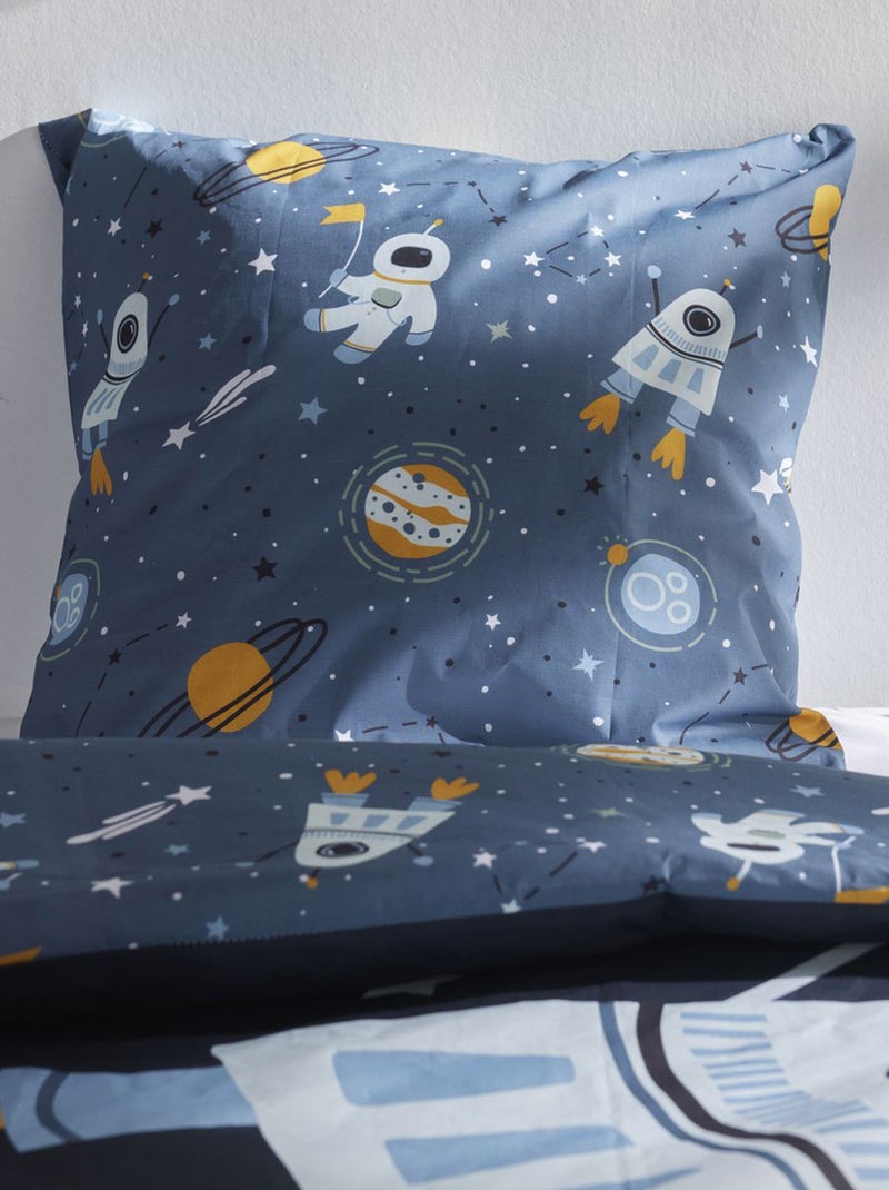 Juego de cama con estampado espacial - Individual Azul - Kiabi
