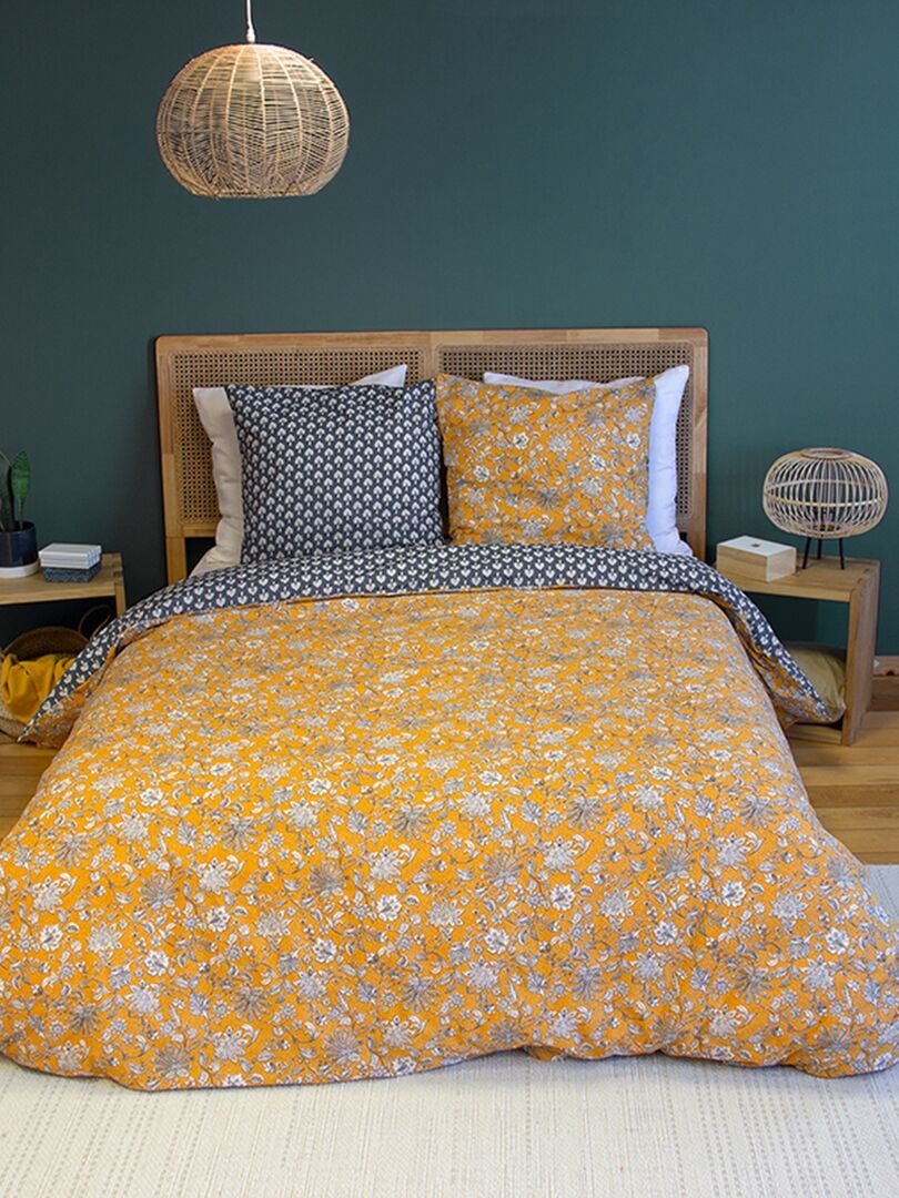 Juego de cama con estampado reversible - Doble NARANJA - Kiabi