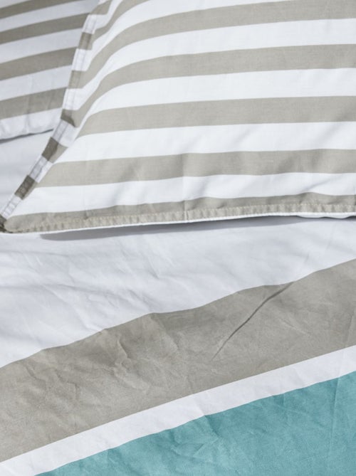 Juego de cama con rayas - Doble - Kiabi